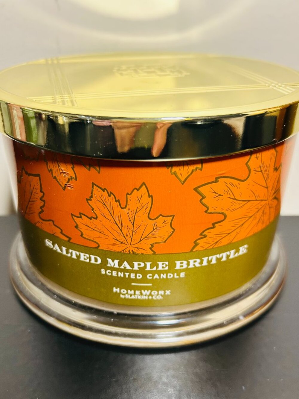 HomeWorx by Slatkin Salted Maple Brittle 4-Wick 18oz Candle NEW